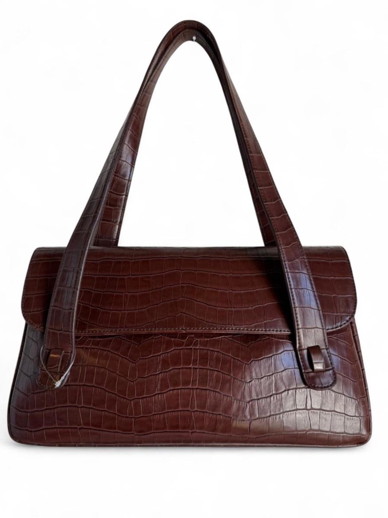 Jones New York Classic Chocolate Croc-Embossed Shoulder Bag - Women